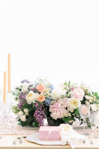 wedding flowers and table